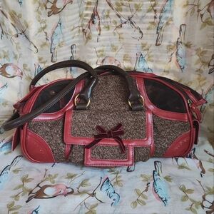 Pet Dog Cat Carrier Airplane Travel Road Trip Crate Soft Sided Wooly Brown Red